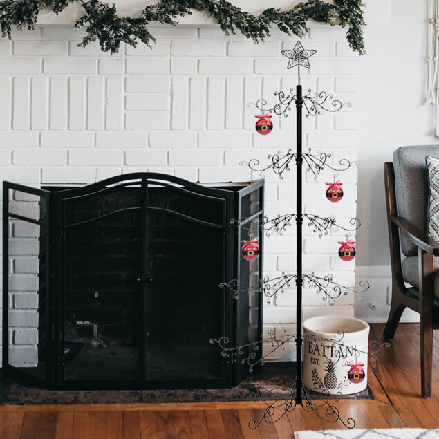 Ornament Display Tree Metal Christmas Wrought Iron Stand Large Black